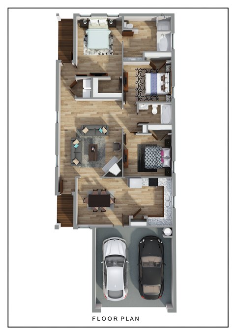 Floor plan for 3 beds, 2 baths, 1448 sqft